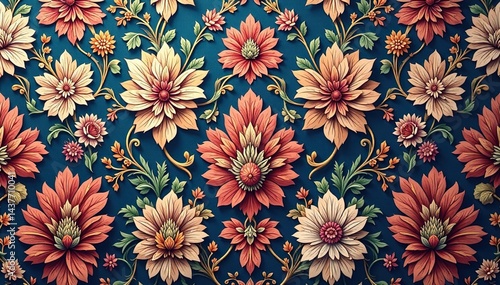 Wallpaper Mural Intricate floral damask, elegant repeating design, floral, texture Torontodigital.ca