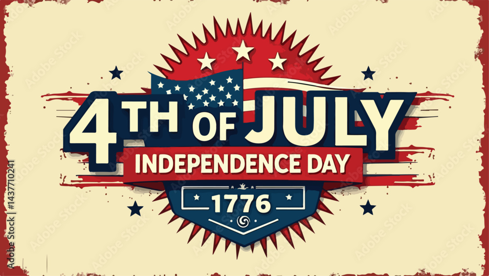 Naklejka premium Happy Independence Day greeting card with brush stroke background in United States national flag 