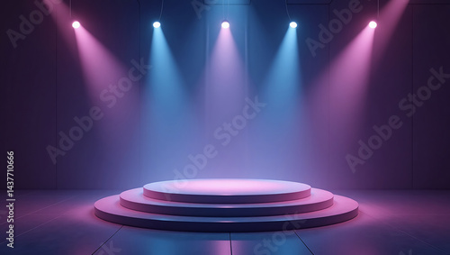 Abstract future platform game light technology stage 3D podium background. 3D podium technology background product space light effect display space is very advanced