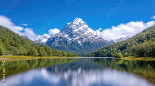 Mountain reflected in serene lake