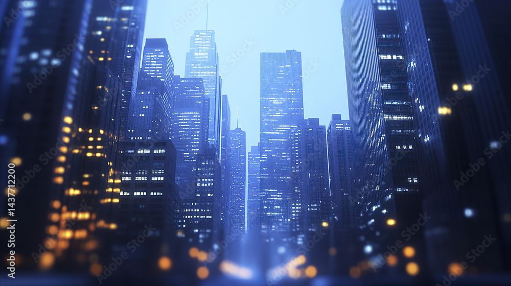 Obraz premium stunning city nightscape showcasing illuminated skyscrapers and vibrant urban atmosphere
