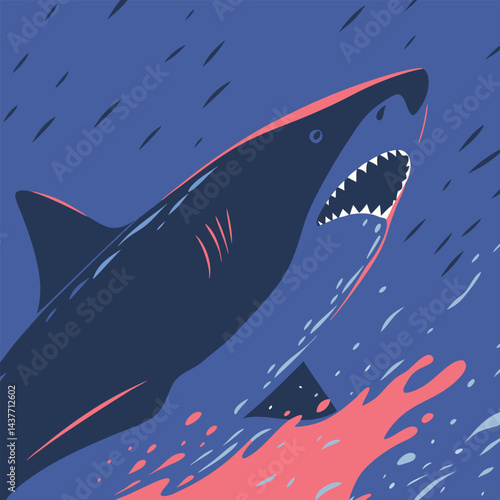"Dynamic Shark Silhouette Collection Featuring Great White, Hammerhead, and Ocean Wildlife Scenes Vector Illustration"