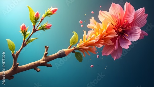 cherry blossom branch with pencil
