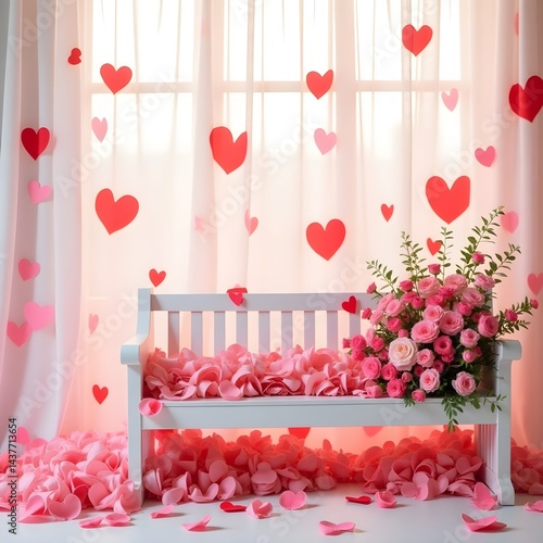 pink room with pink flowers