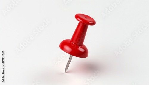 Bright red pushpin standing upright on a white surface creating a striking visual contrast