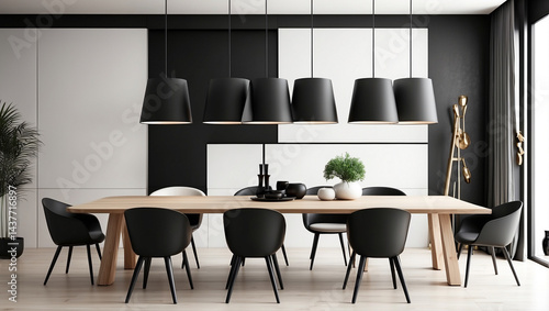 Inviting Dining Room Interior with Wooden Accents and Modern Features