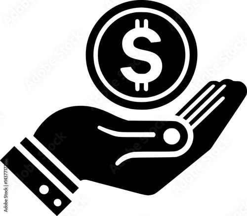 Hand Offering a Dollar Coin, Representing Financial Support