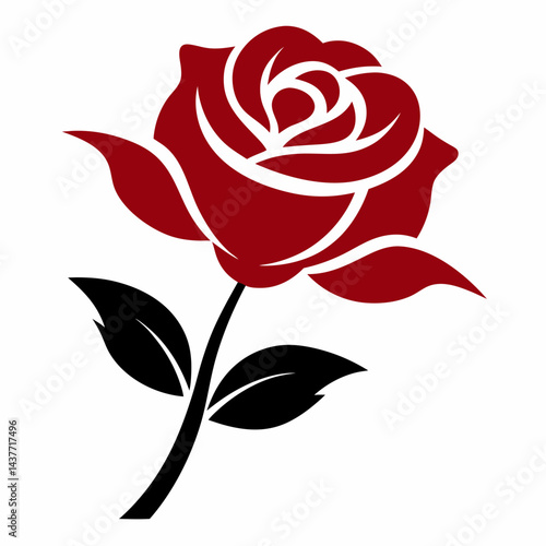 red rose vector illustration silhouette on white background