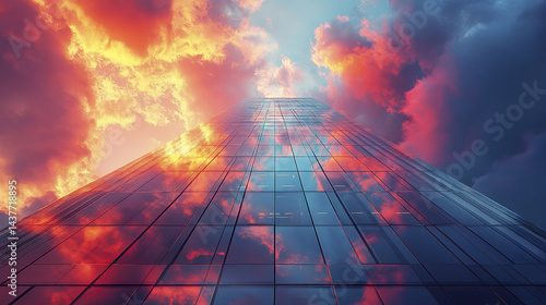 Wallpaper Mural stunning view of modern office tower reflecting vibrant clouds at sunset Torontodigital.ca