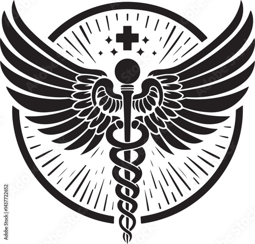 Caduceus Snake Medical Health Logo Symbol Asclepius Wand And Health Related Icon