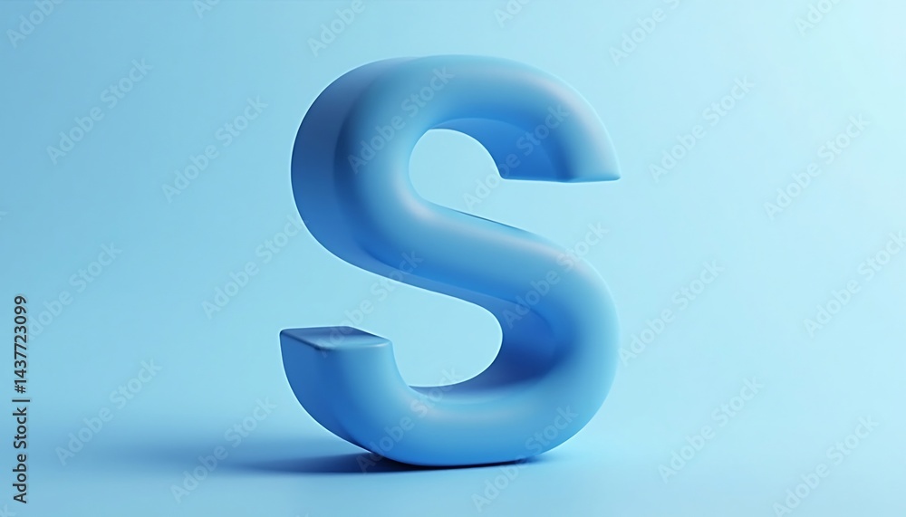 Blue Letter S Isolated 3D Render On Blue Background Blue Letter S Isolated 3D Render On Blue Background