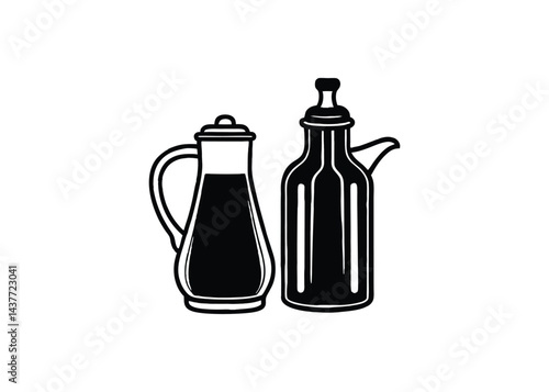 Silhouette of infuser bottles isolated on a white background