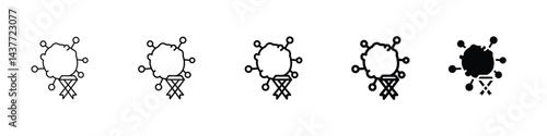 Set of 5 pixel perfect Oncology department icon with 1 unexpanded, 1 silhouette, A symbol representing a hospital oncology department dedicated to cancer treatment and research