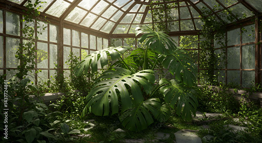 Giant Monstera In An Abandoned Greenhouse Giant Monstera In An Abandoned Greenhouse