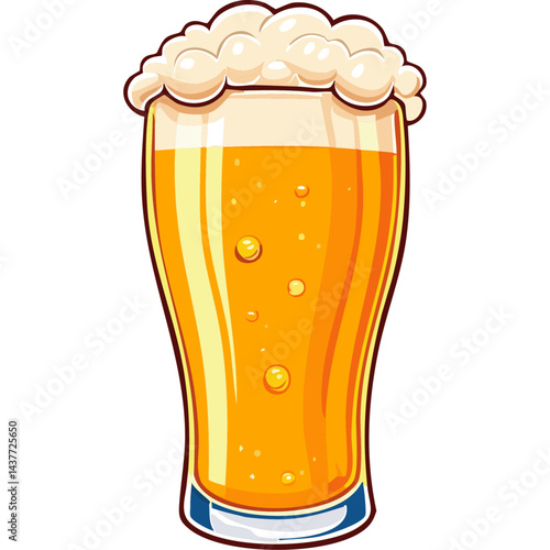 Glass of beer vector illustration in sketch style. Refreshing alcoholic drink image on isolated background. Bar and menu line art