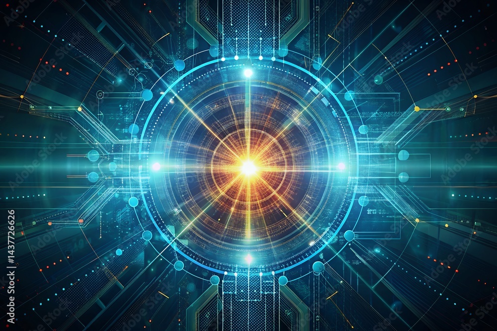 Abstract Digital Background Glowing Circuitry and Energy Burst Abstract Digital Background Glowing Circuitry and Energy Burst