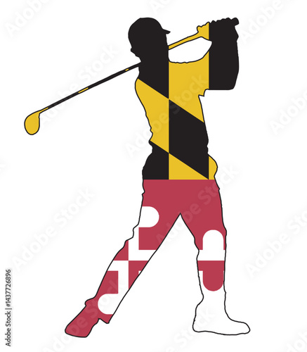 Maryland State Golfer Swing Silhouette