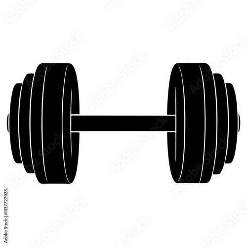 dumbbell isolated on white silhouette vector illustration on white background.