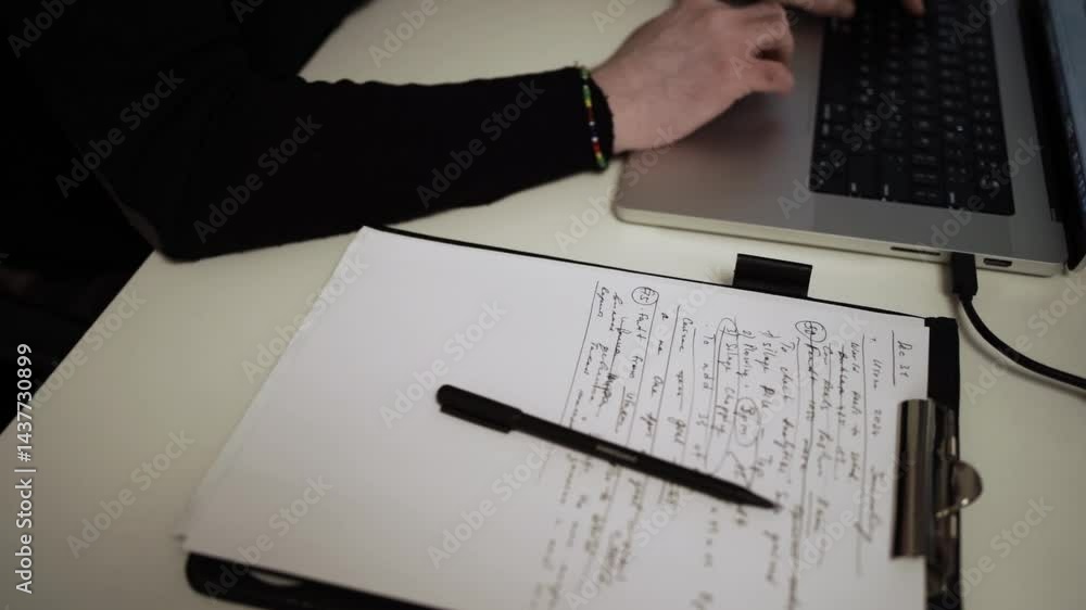 Man Journaling - Focused Handwriting in a Notebook to Self-Help During Depression Man Journaling - Focused Handwriting in a Notebook to Self-Help During Depression