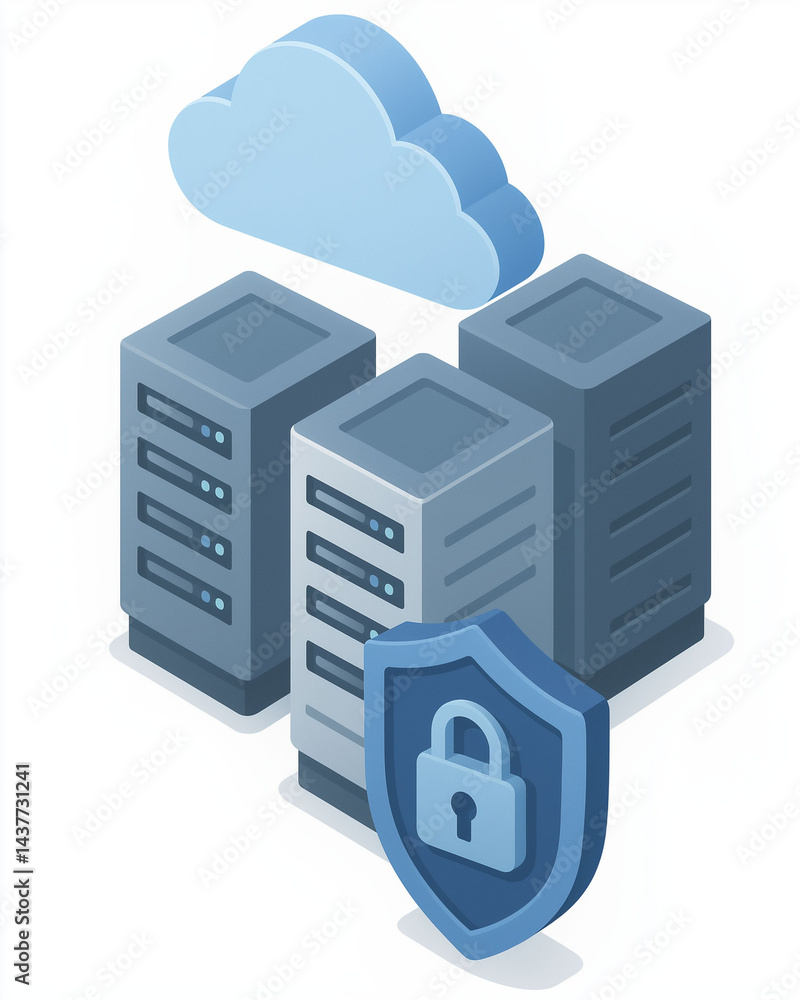 Virtual Cloud Storage files management backup Server security with shield and lock Illustration with Modern Technology Concept isolated on white background Virtual Cloud Storage files management backup Server security with shield and lock Illustration with Modern Technology Concept isolated on white background