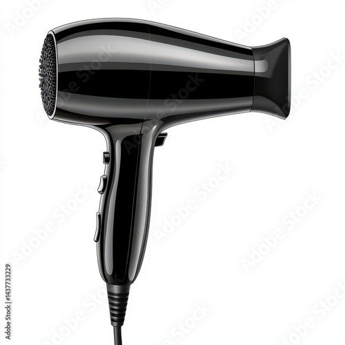 Isolated glossy hair dryer appliance tool equipment on white background