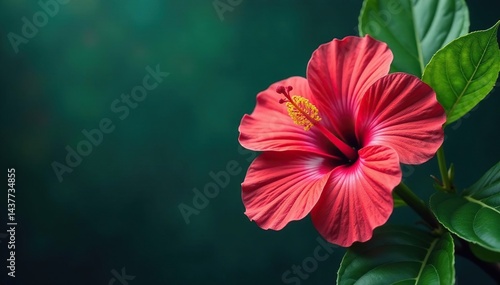 Wallpaper Mural Bold vibrant hibiscus & tropical leaves, jungle vibe, bright, exotic flowers Torontodigital.ca