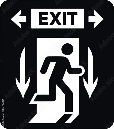Emergency Exit Icon Black Filled Silhouette Vector On Isolated White Background