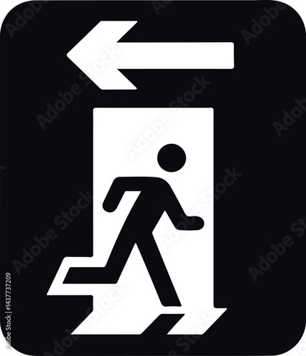 Emergency Exit Icon Black Filled Silhouette Vector On Isolated White Background