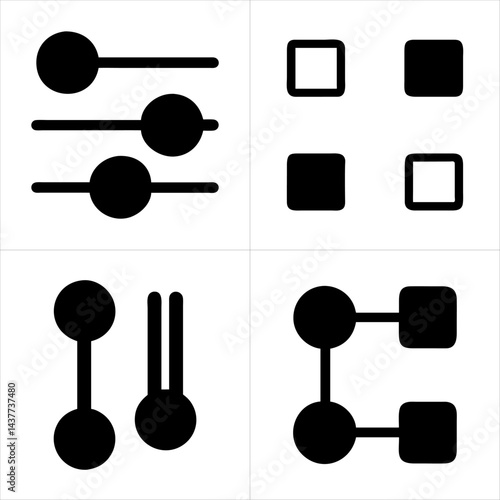set of black and white vector icons