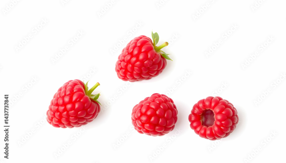 Fresh Raspberries On White Background Fresh Raspberries On White Background