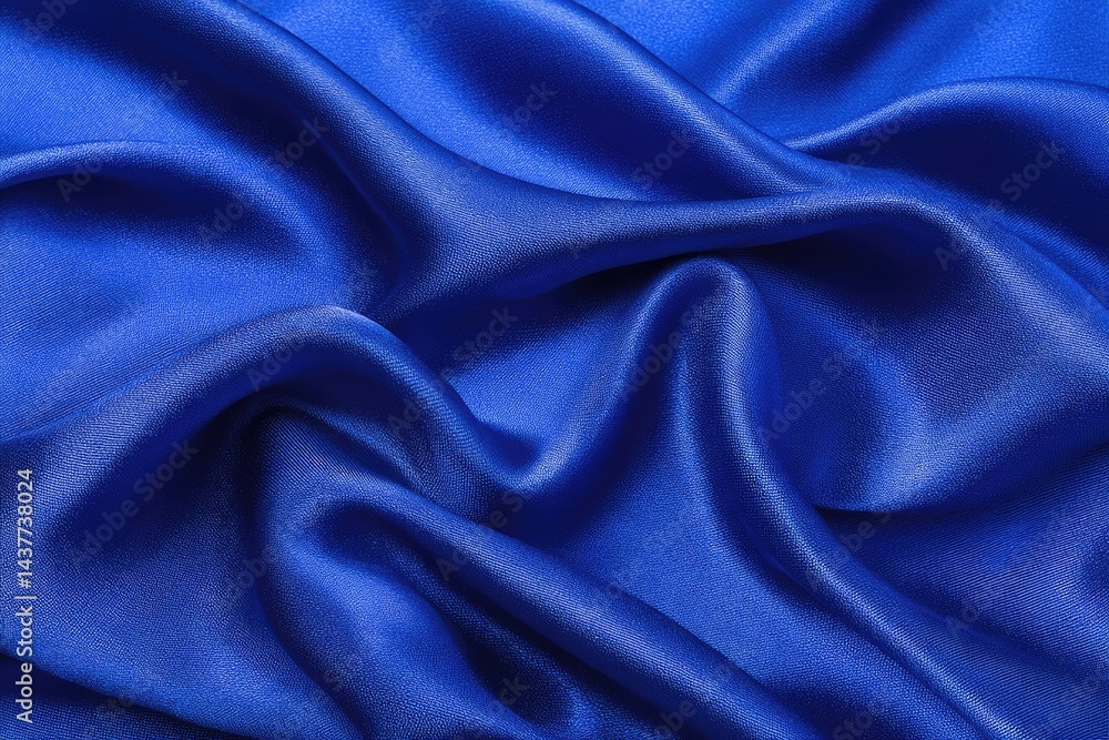 Fototapeta premium Luxurious deep blue satin fabric draped