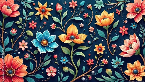 Intricate paisley floral pattern, swirling vines & blossoms , home decor, stylish