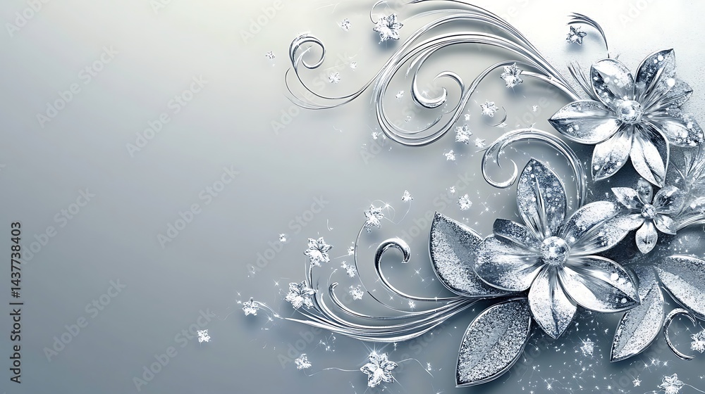 Silver floral design with elegant background. Silver floral design with elegant background.