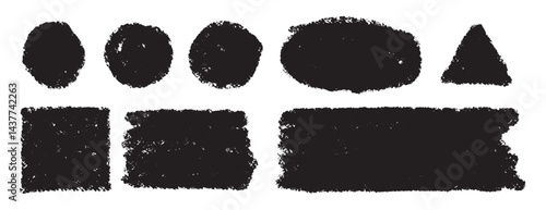 hand drawn brushstroke text boxes. thick vector lines. Rough grunge rectangle, circle, square paint texture. Sketch ink rectangle textbox