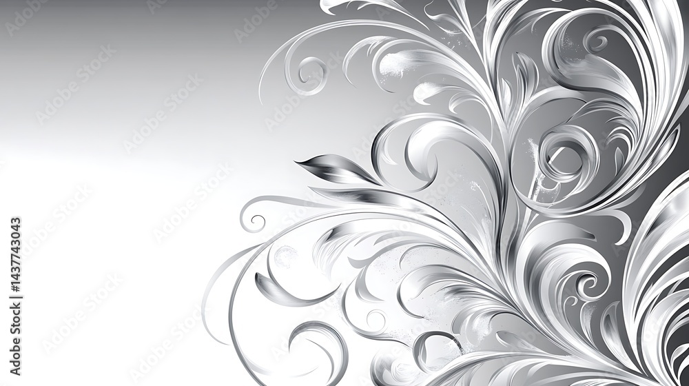 Silver Floral Design with White Background. (1) Silver Floral Design with White Background. (1)