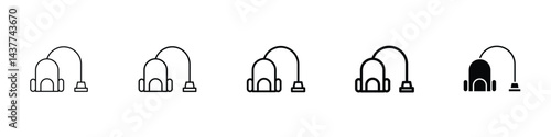 Set of 5 pixel perfect Vacuum cleaner Icon with 1 unexpanded, 1 silhouette, An icon of a vacuum cleaner symbolizing household cleaning and sanitation
