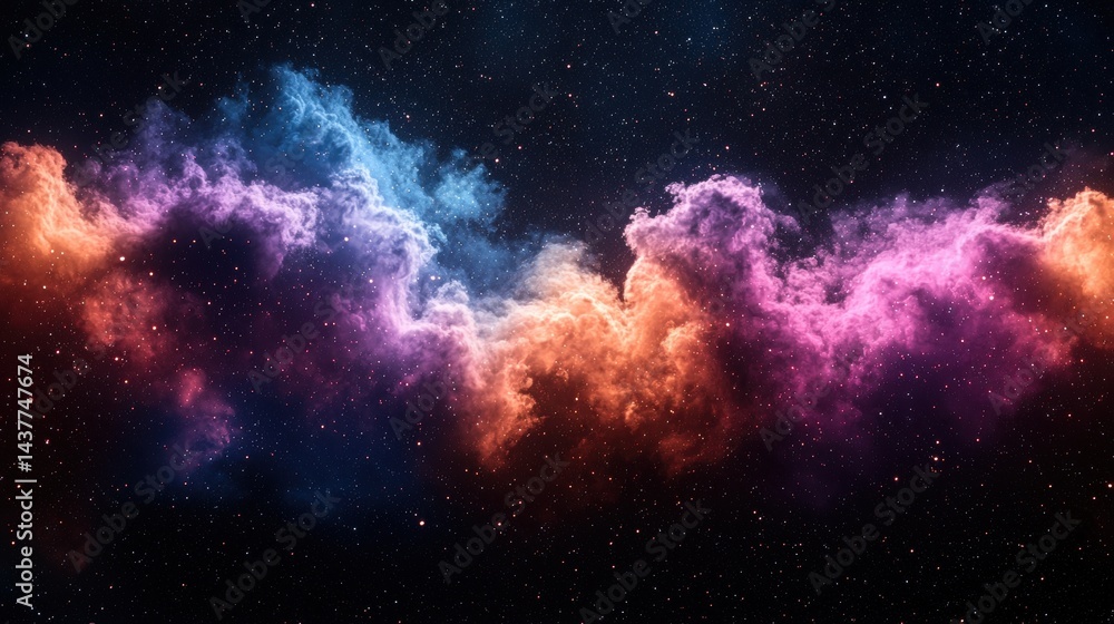 Fototapeta premium Colorful Nebula in Cosmic Space with Stars and Galactic Clouds