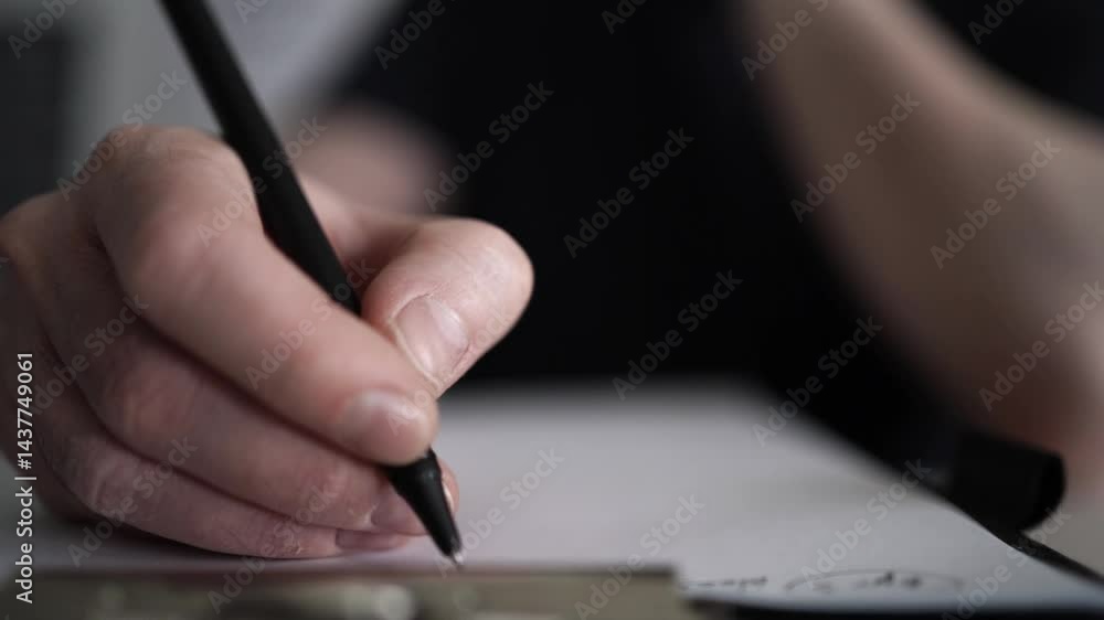 Man Journaling - Focused Handwriting in a Notebook to Self-Help During Depression Man Journaling - Focused Handwriting in a Notebook to Self-Help During Depression