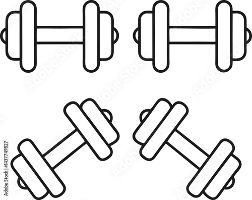 Gym Dumbbell Icon Set – Line Glyph Vector Fitness Bundle