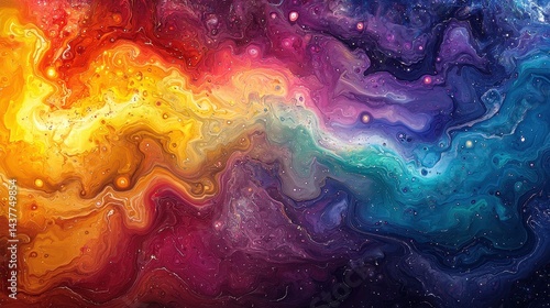 Vibrant Abstract Cosmic Wave of Colorful Fluid Patterns and Textures