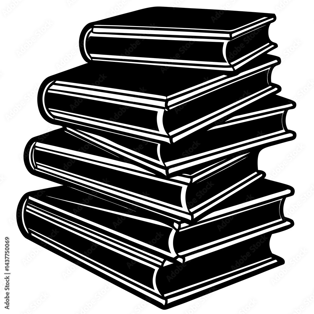 Stacked Knowledge Silhouette Books in Perfect Harmony black colour vactor Stacked Knowledge Silhouette Books in Perfect Harmony black colour vactor