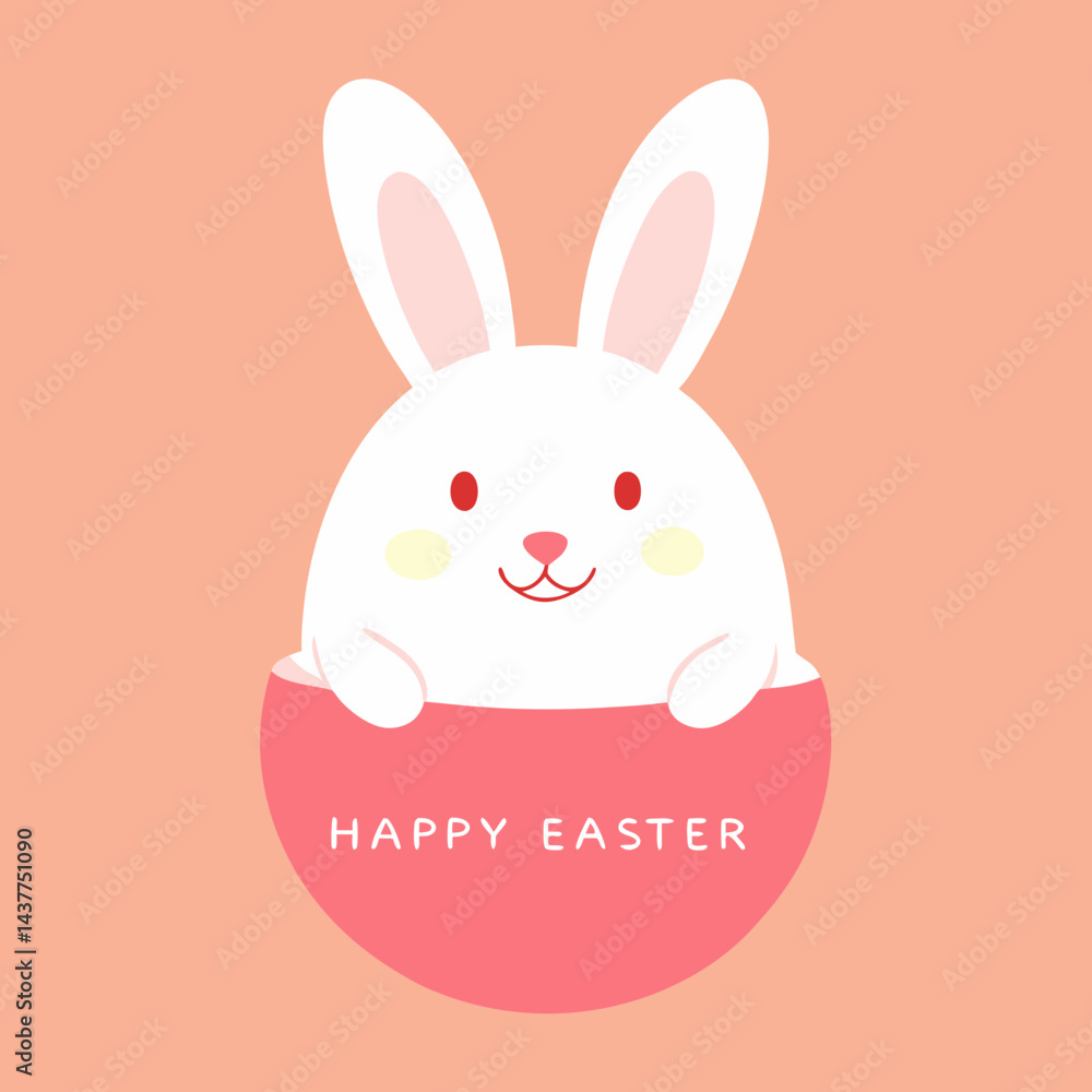 Happy Easter day with bunny and eggs Happy Easter day with bunny and eggs