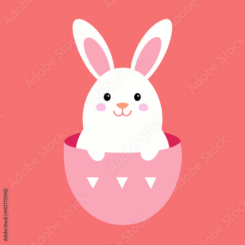 Happy Easter day with bunny and eggs 