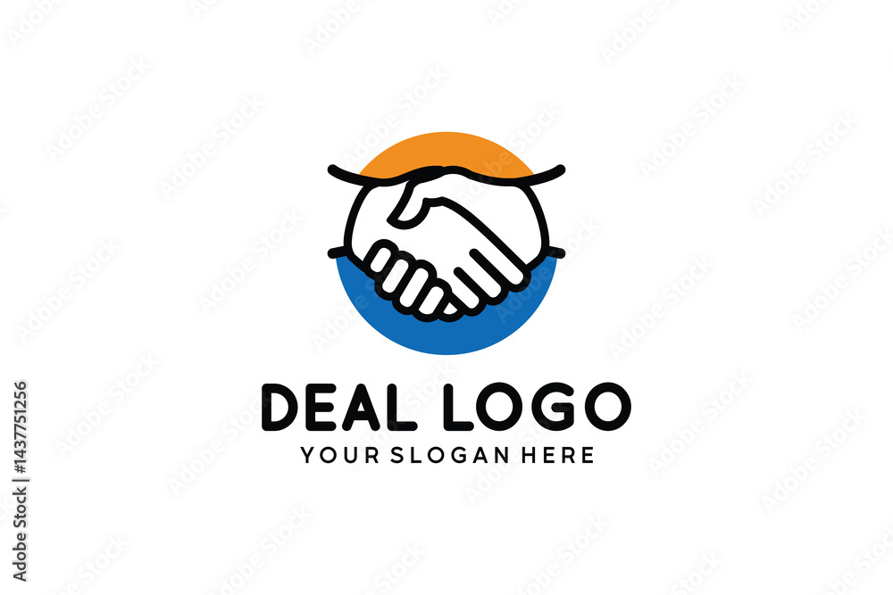 Fototapeta premium Deal logo design. Handshake logo with simple outline concept