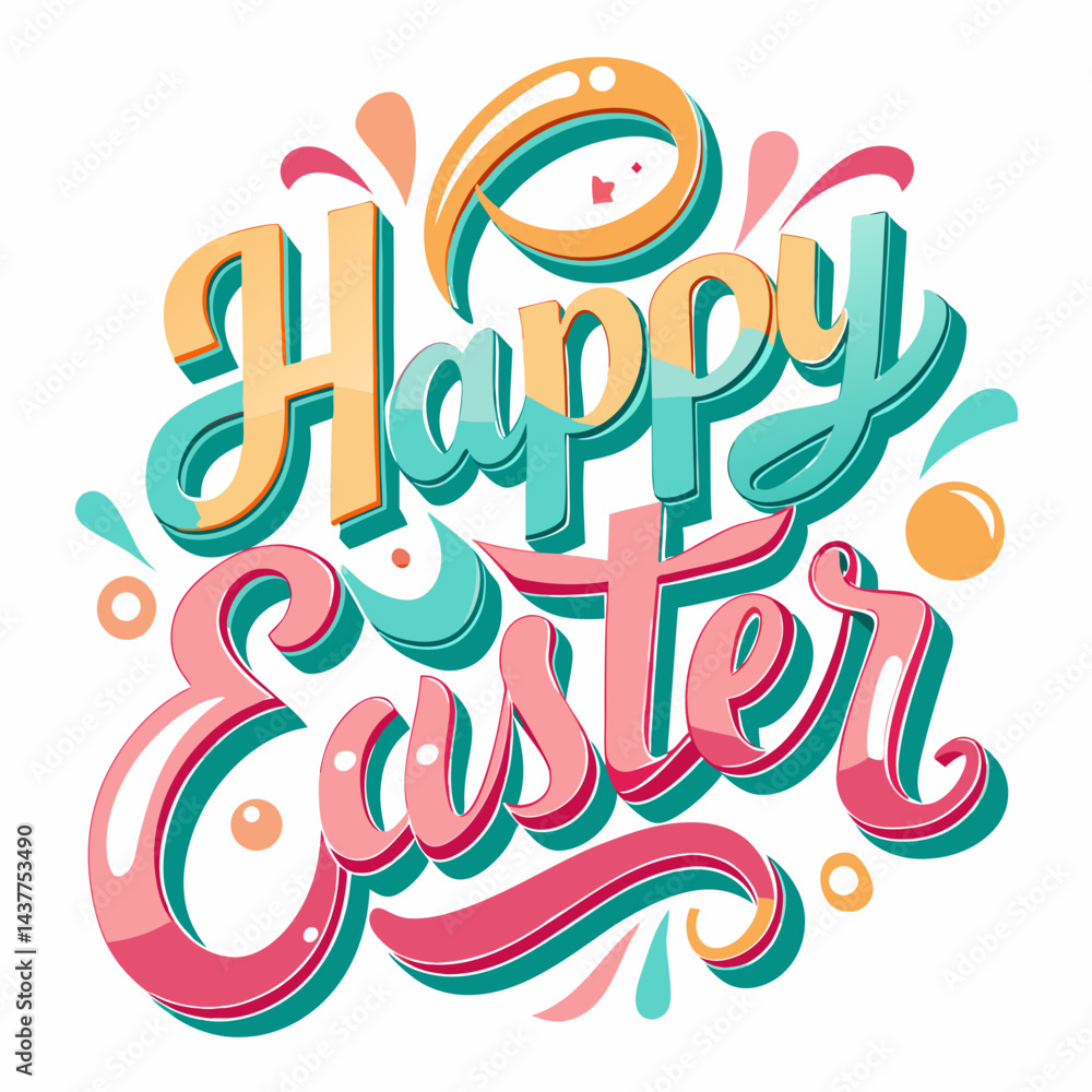 Happy Easter stylish text vector on a white background Happy Easter stylish text vector on a white background