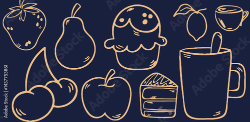  Hand drawn vintage any type of food in all vectors. Such as : Italian, Asian, Mexico and etc