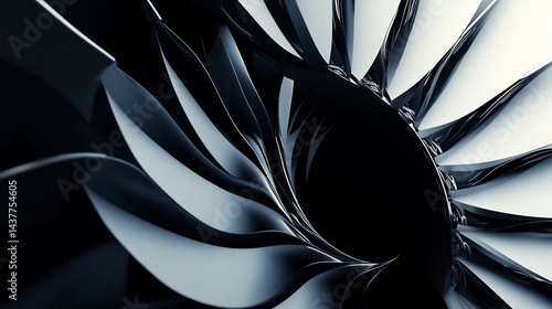 Wallpaper Mural Abstract Dark center surrounded by light blades emanating outwards, glossy finish Torontodigital.ca
