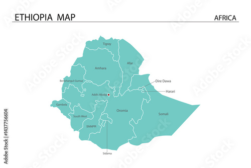Ethiopia map vector illustration on white background