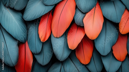 Wallpaper Mural Vibrant Red and Teal Bird Feathers Texture Torontodigital.ca