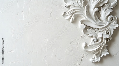 White ornate plaster wall detail.